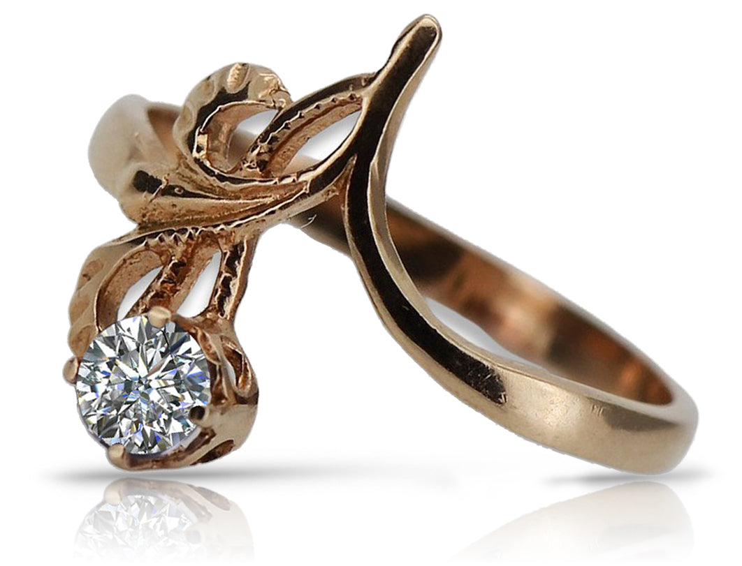 Vintage Zircon Cubic Ring in 14K Rose Gold (vrc095r-zi) — full view of the piece