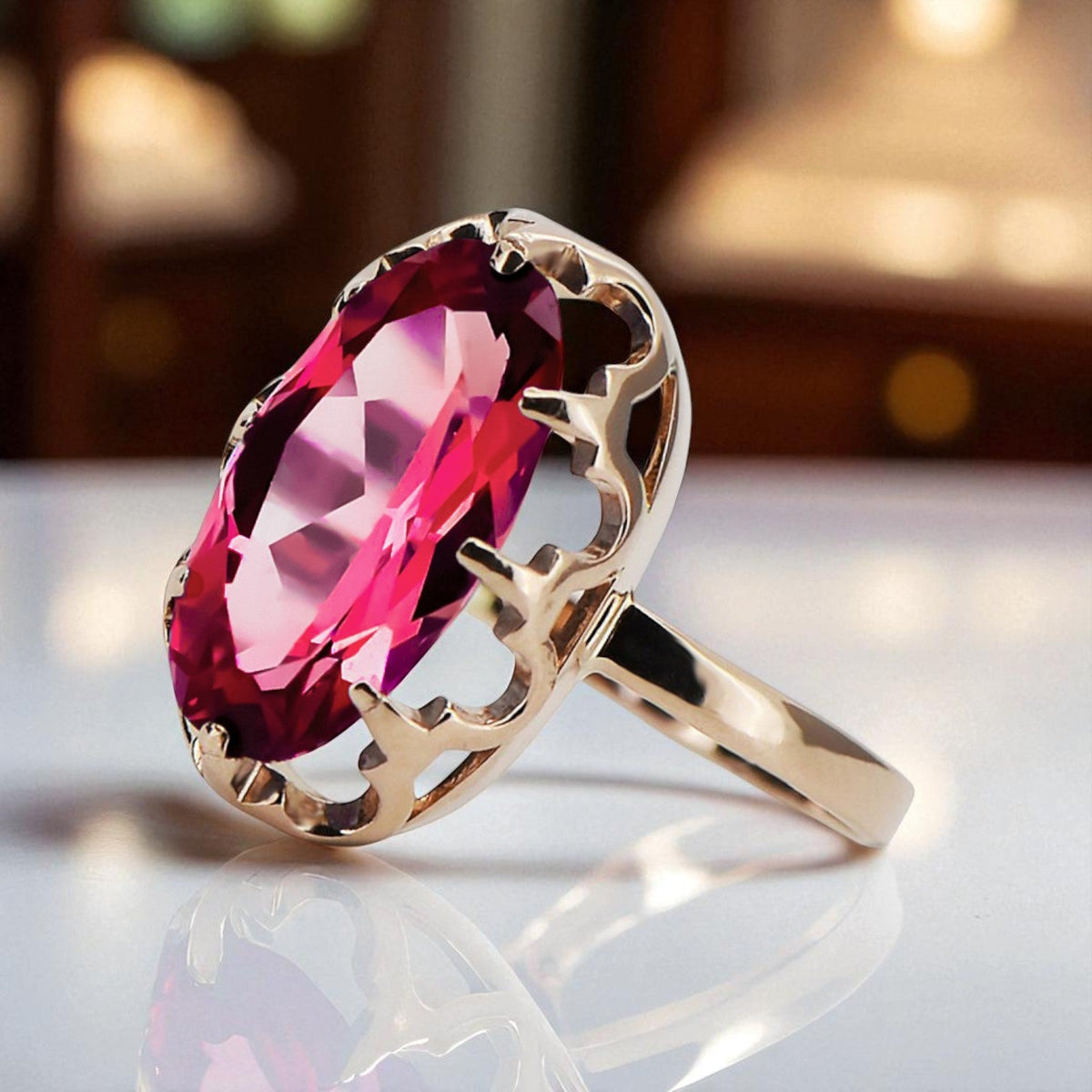 Vintage Ruby Craft Ring in 14K Rose Gold (vrc253r-rb)
