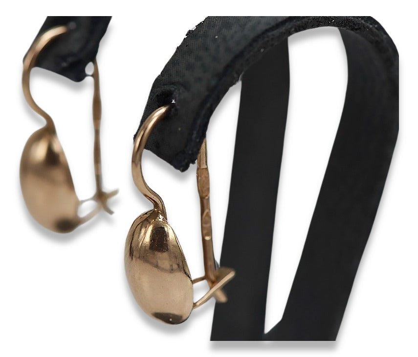 Vintage Pear Earrings in 14K Rose Gold (ven101) — side view showing the setting