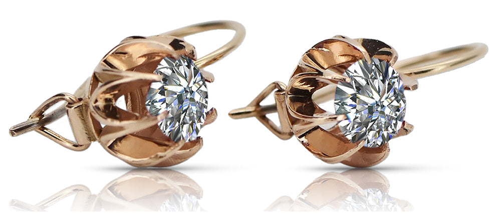 Vintage Zircon Earrings in 14K Rose Gold (vec062r-zi) — full view of the piece