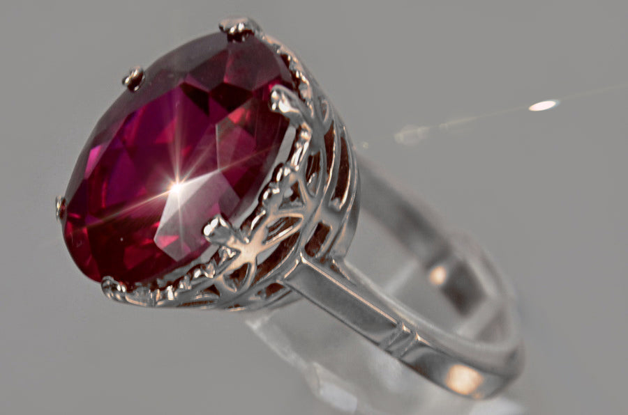 Vintage Ruby Oval Polish Ring in Sterling Silver (vrc130s-rb) — back view with the clasp