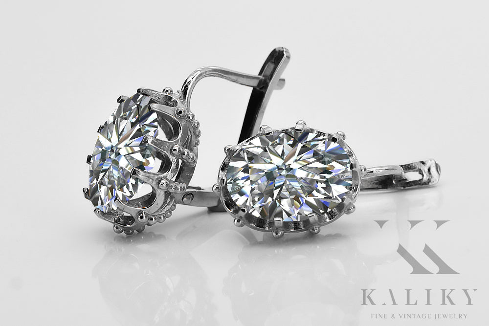 Vintage Zircon Earrings in Sterling Silver (vec079s-zi)