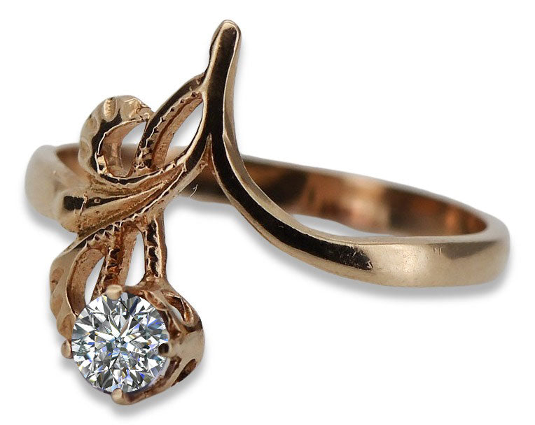 Vintage Diamond Ct Ring in 14K Rose Gold (vrd095) — close-up of the hallmark on the inner band