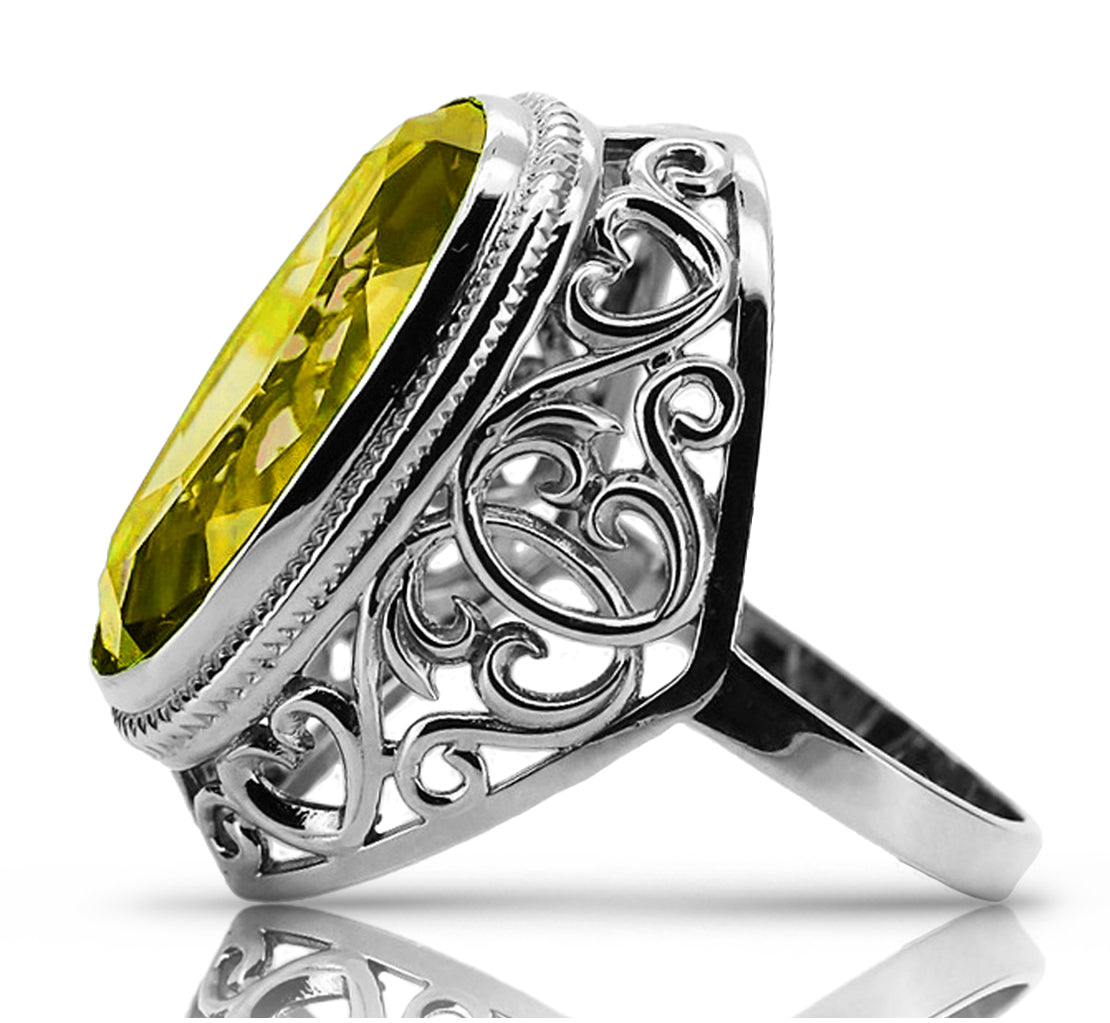 Vintage Peridot Ring in Sterling Silver (vrc184s-yp) — full view of the piece