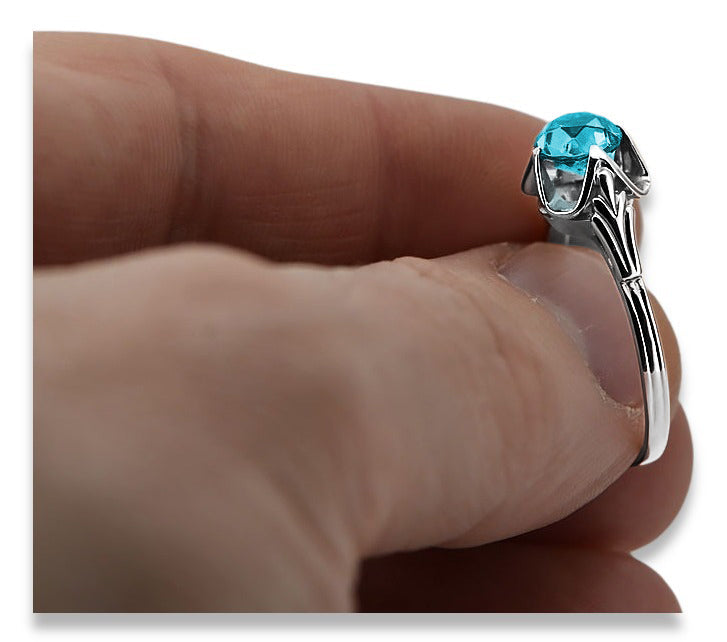 Vintage Aquamarine Ring in Sterling Silver (vrc023s-aq) — close-up of the hallmark on the inner band