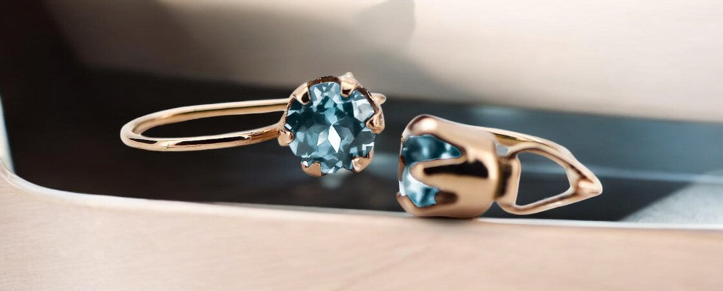 Vintage Aquamarine Earrings in 14K Rose Gold (vec056r-aq) — full view of the piece