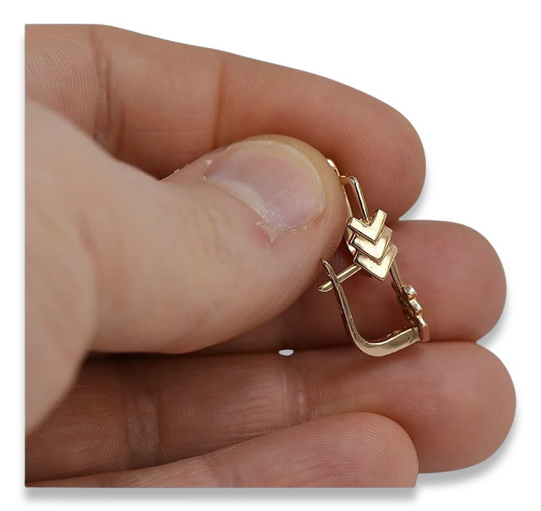Vintage Leaf Earrings in 14K Rose Gold (ven100) — view 6