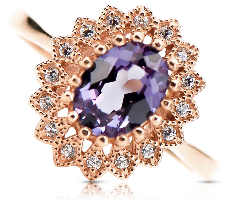 Vintage Alexandrite Ring in 14K Rose Gold (crc012r-ax)