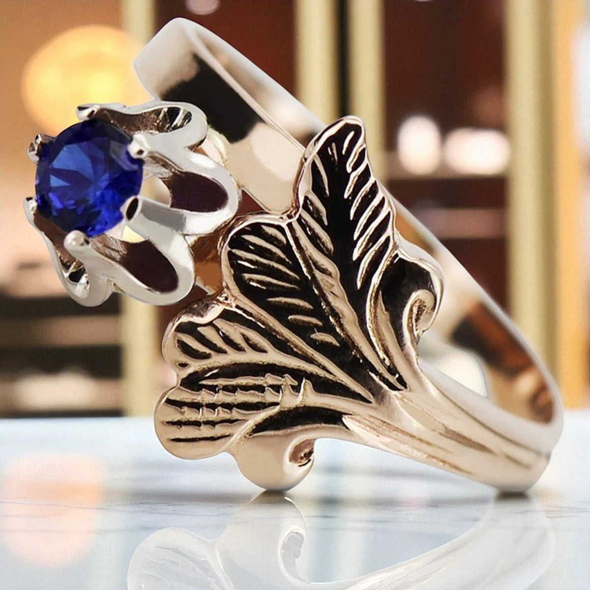 Vintage Sapphire Ring in 14K Rose Gold (vrc169r-sp)