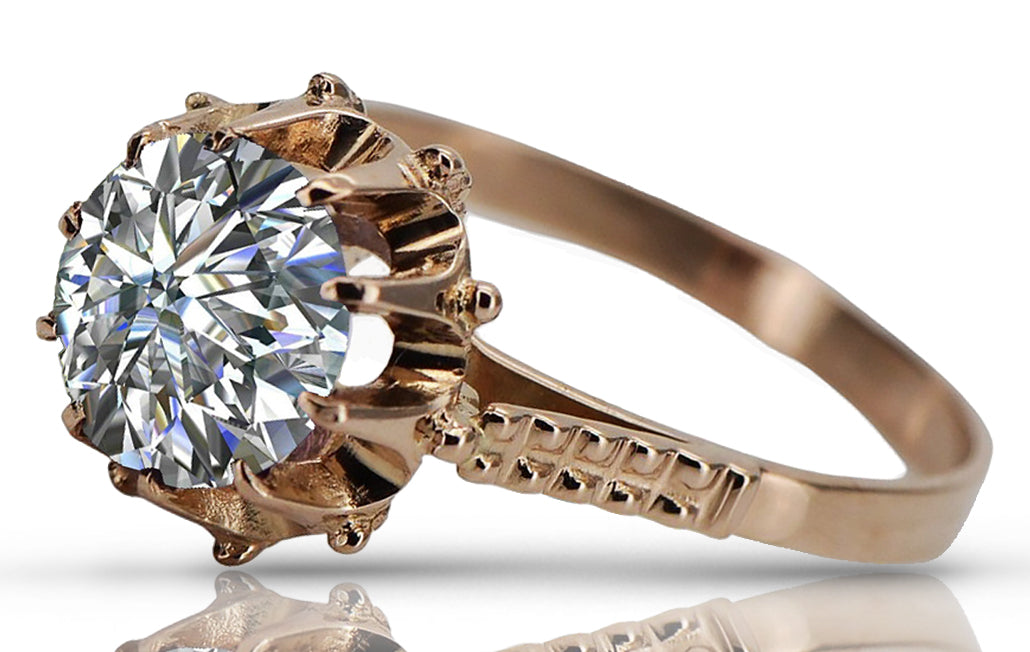 Vintage Zircon Ring in 14K Rose Gold (vrc045r-zi) — full view of the piece