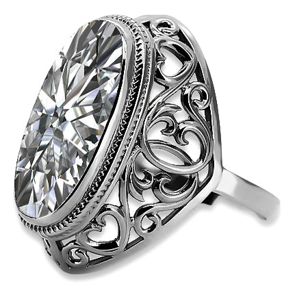 Vintage Zircon Ring in Sterling Silver (vrc184s-zi) — side view showing the setting