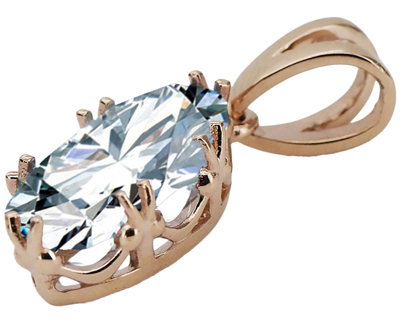 Vintage Zircon Pendant in 14K Rose Gold (vpc019r-zi) — close-up of the stone and setting