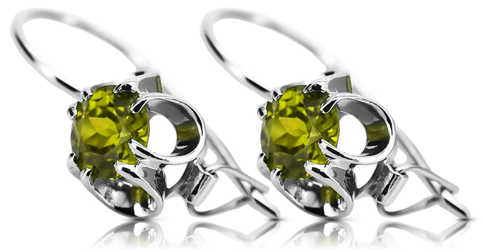 Vintage Yellow Peridot Earrings in Sterling Silver (vec035s-yp)