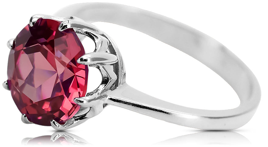 Vintage Ruby Ring in Sterling Silver (vrc157s-rb) — worn on the hand, showing profile