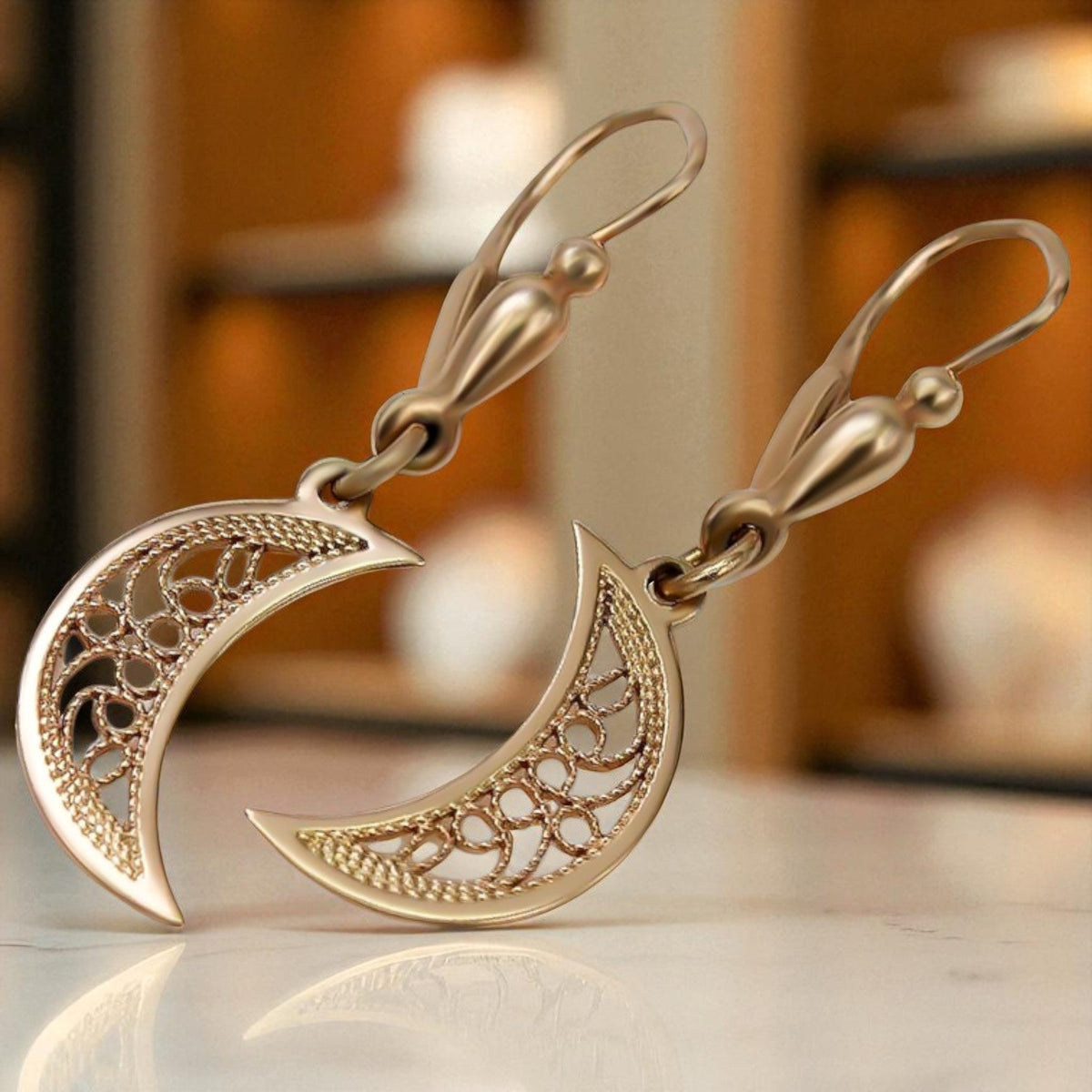 Vintage Ball Earrings in 14K Rose Gold (ven174)