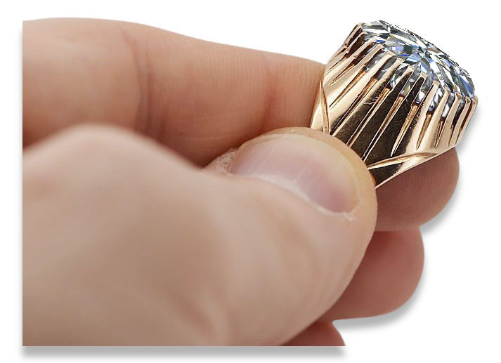 Vintage Zircon Ring in Rose Gold-Plated Sterling Silver (vrc048rp-zi) — close-up of the stone and setting