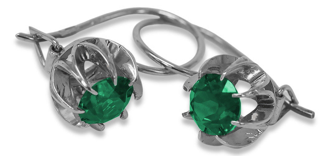 Vintage Emerald Earrings in Sterling Silver (vec062s-em) — close-up of the hallmark on the inner band