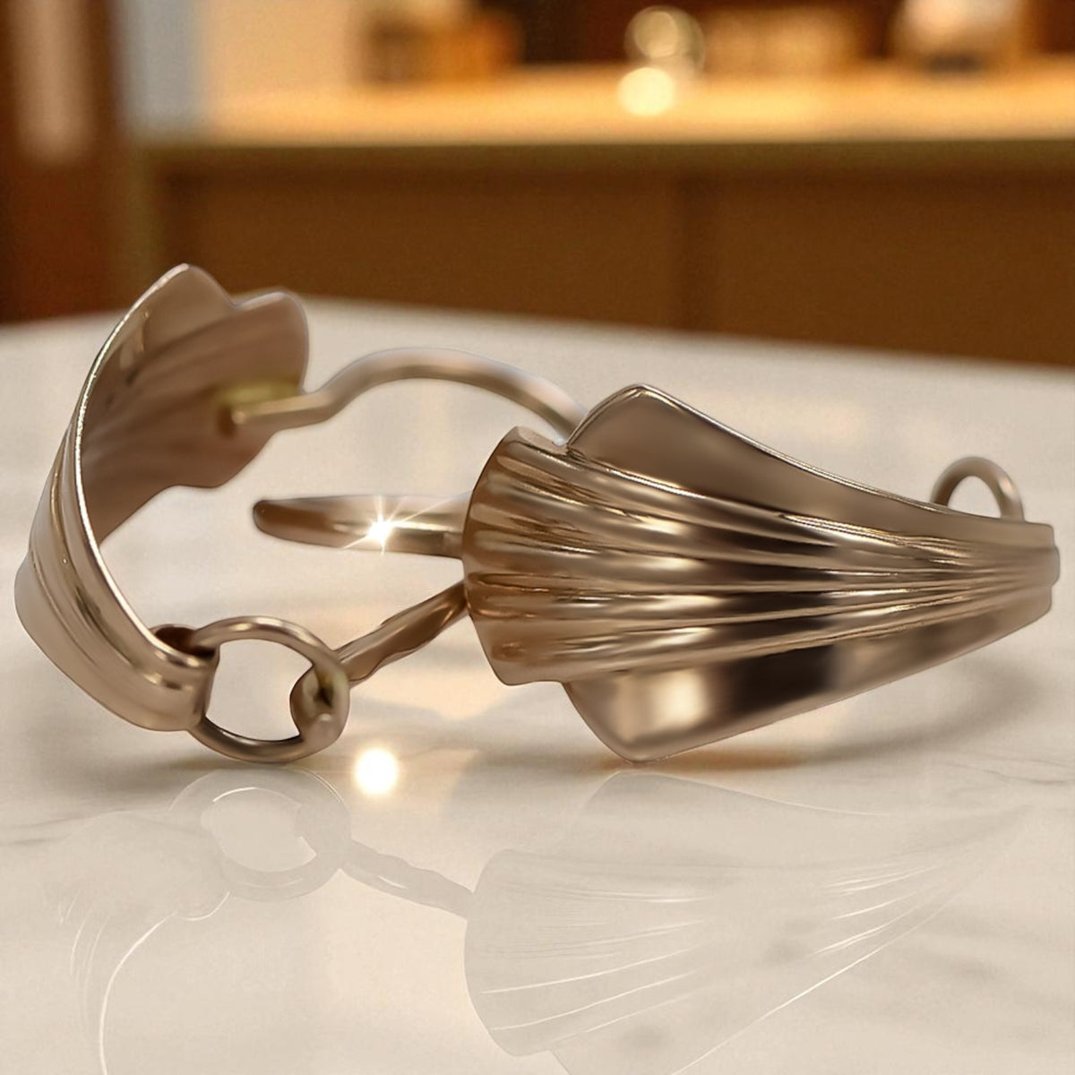 Vintage Leaf Earrings in 14K Rose Gold (ven129)