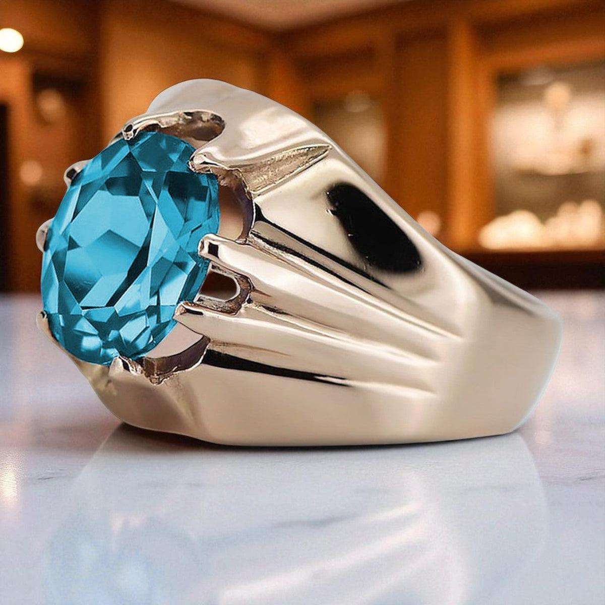 Vintage Aquamarine Ring in 14K Rose Gold (vrc016r-aq)