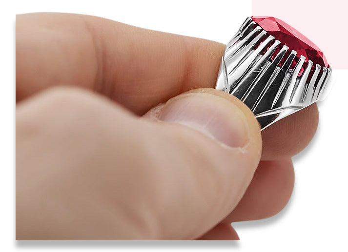 Vintage Ruby Ring in Sterling Silver (vrc048s-rb) — side view showing the setting