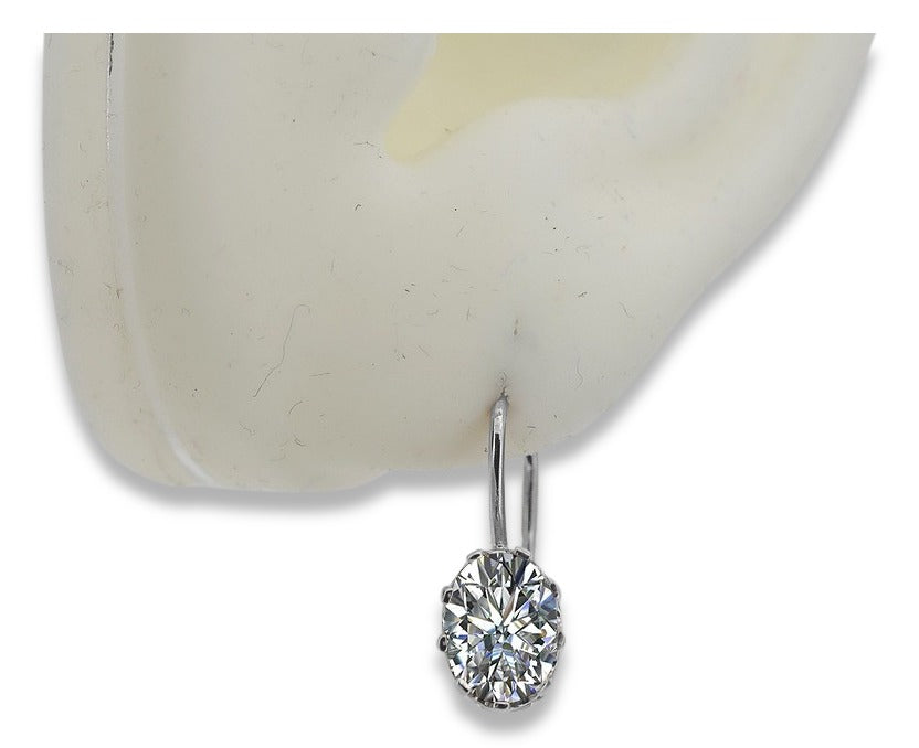 Vintage Zircon Earrings in Sterling Silver (vec196s-zi) — full view of the piece