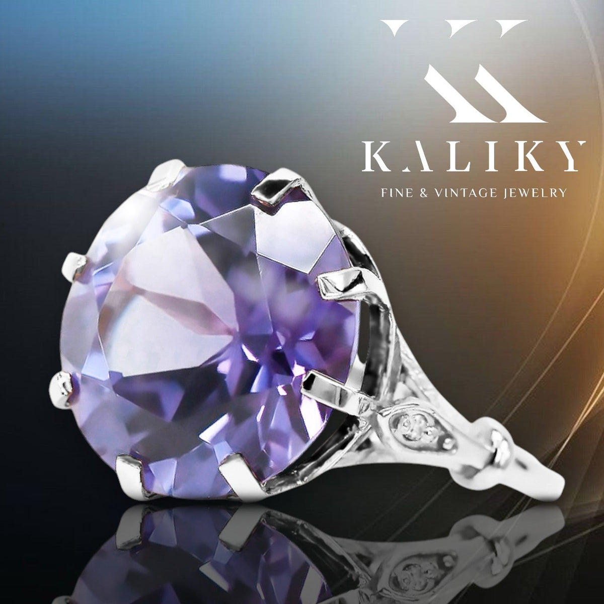 Vintage Alexandrite Ring in Sterling Silver (vrc073s-ax) — full view of the piece