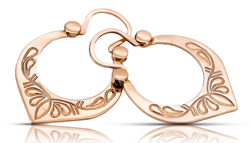 Vintage Gipsy Earrings in 14K Rose Gold (ven176) — full view of the piece