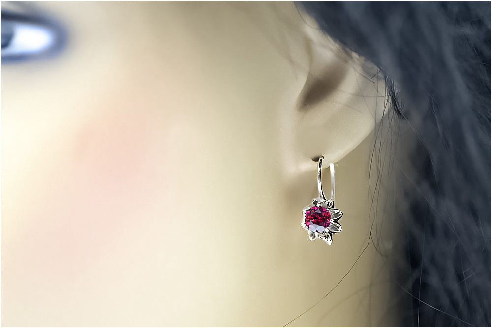 Vintage Ruby Earrings in Sterling Silver (vec092s-rb)
