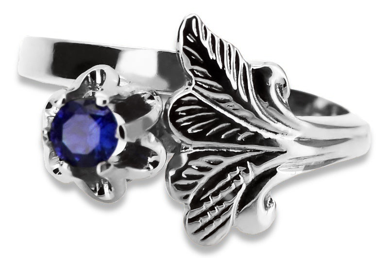 Vintage Sapphire Ring in Sterling Silver (vrc169s-sp) — side view showing the setting