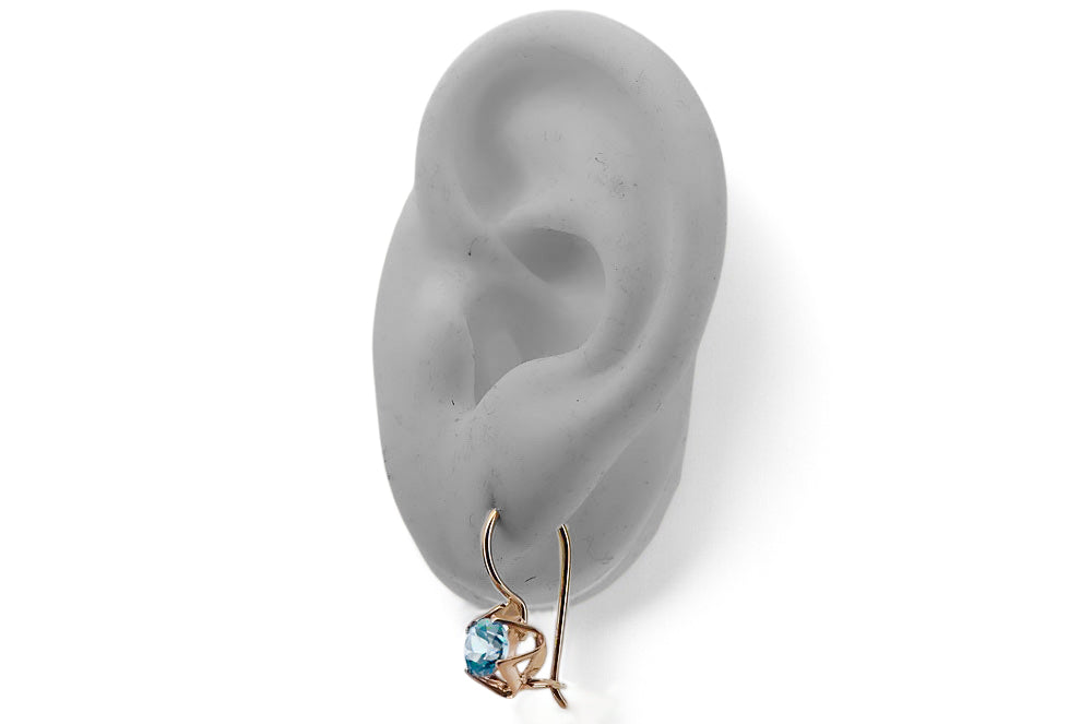 Vintage Aquamarine Earrings in 14K Rose Gold (vec142r-aq) — full view of the piece