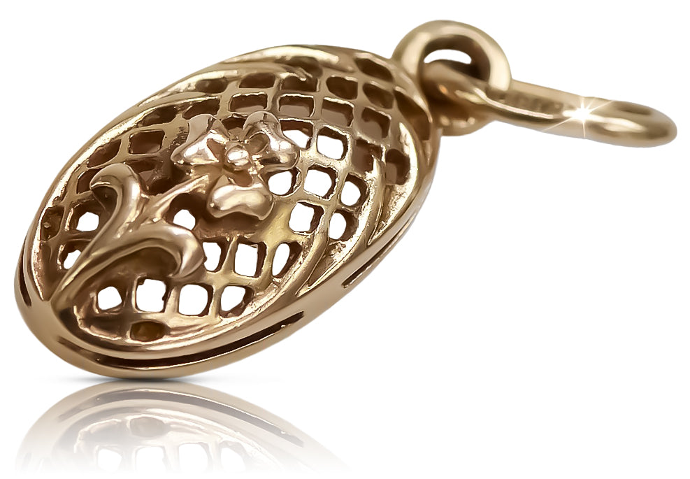 Vintage Flower Pendant in 14K Rose Gold (vpn036) — view 4