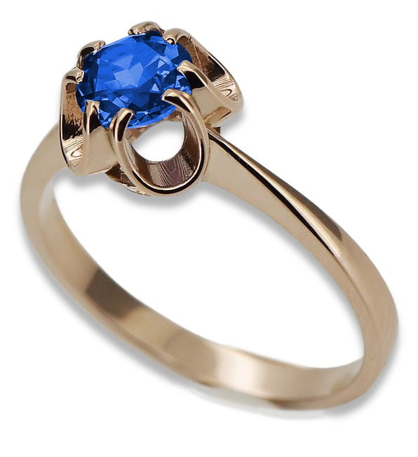 Vintage Sapphire Ring in 14K Rose Gold (vrc348r-sp) — full view of the piece