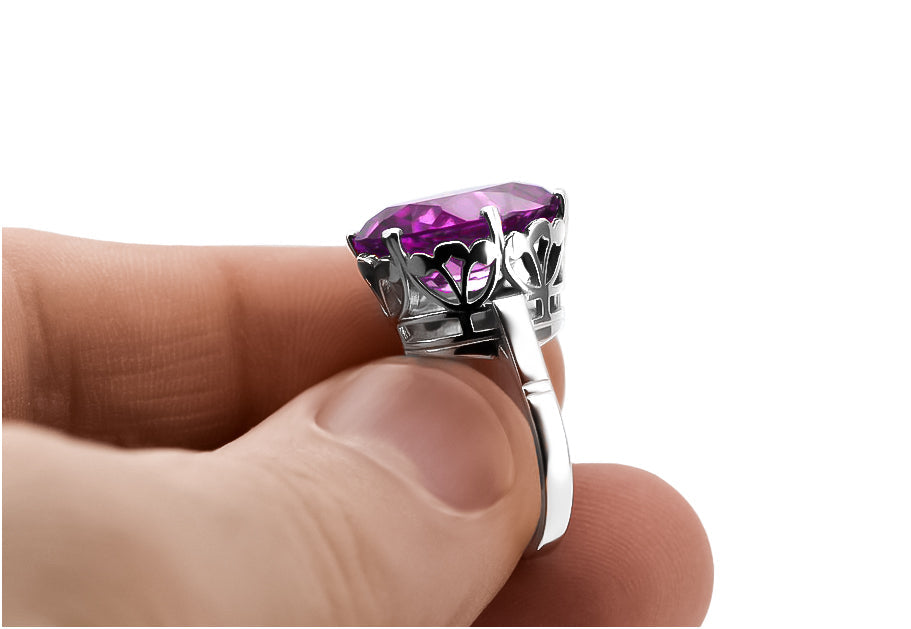 Vintage Amethyst Amethist Ring in Sterling Silver (vrc130s-am) — close-up of the hallmark on the inner band