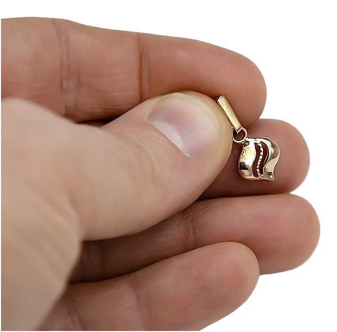 Vintage Leaf Pendant in 14K Rose Gold (vpn005) — side view showing the setting