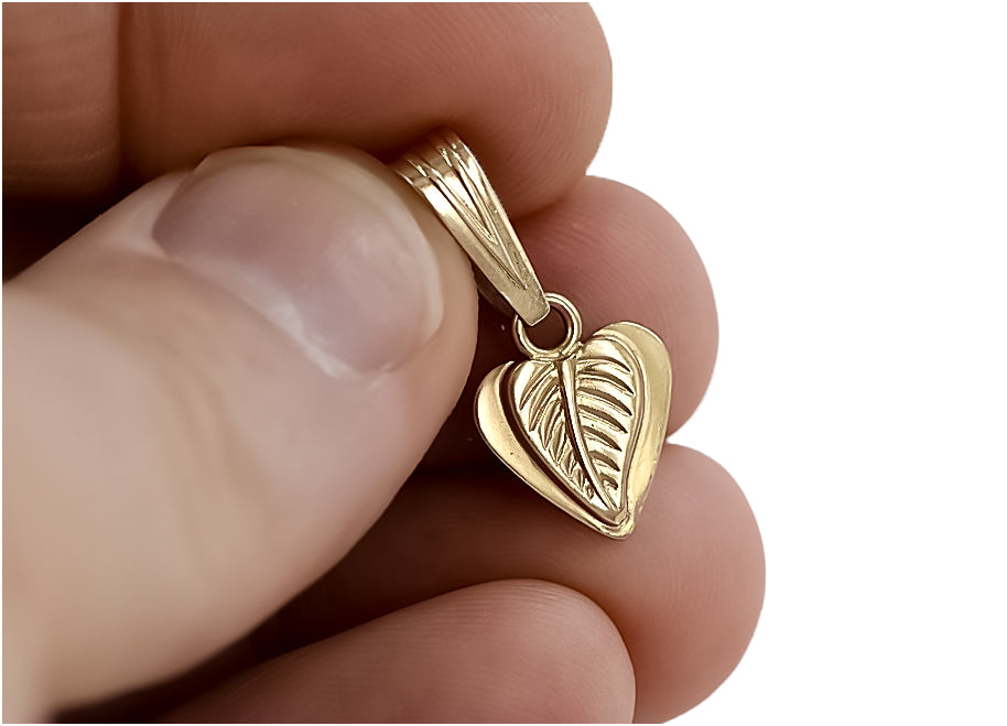 Vintage Leaf Pendant in 14K Rose Gold (vpn002) — view 3