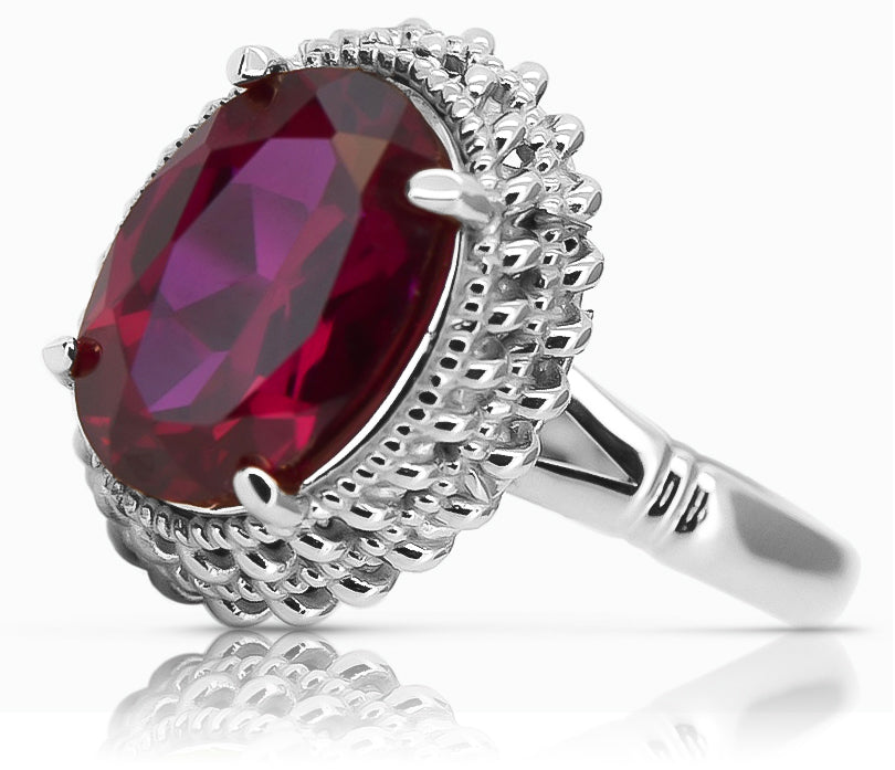 Vintage Ruby Ring in Sterling Silver (vrc068s-rb) — full view of the piece