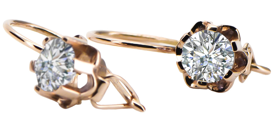 Vintage Zircon Earrings in 14K Rose Gold (vec019r-zi) — close-up of the hallmark on the inner band