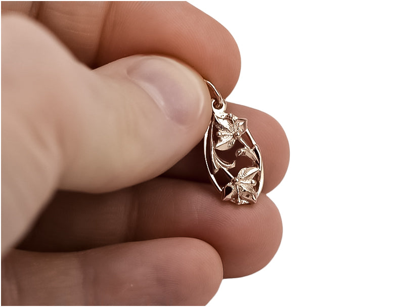 Vintage Leaf Pendant in 14K Rose Gold (vpn012) — view 4