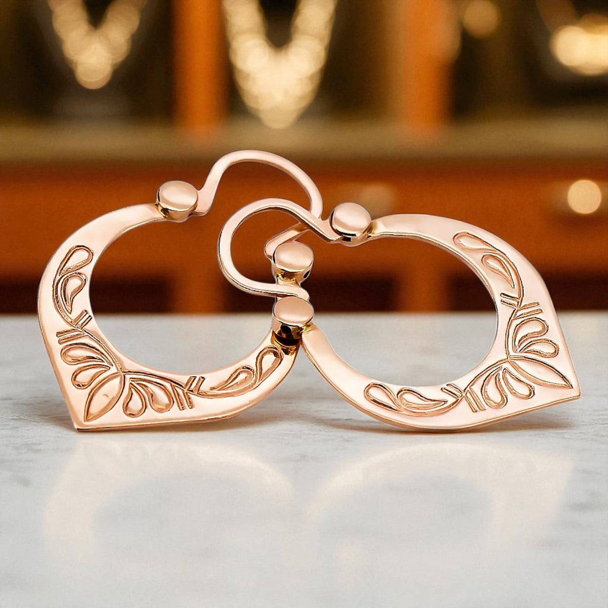 Vintage Gipsy Earrings in 14K Rose Gold (ven176)