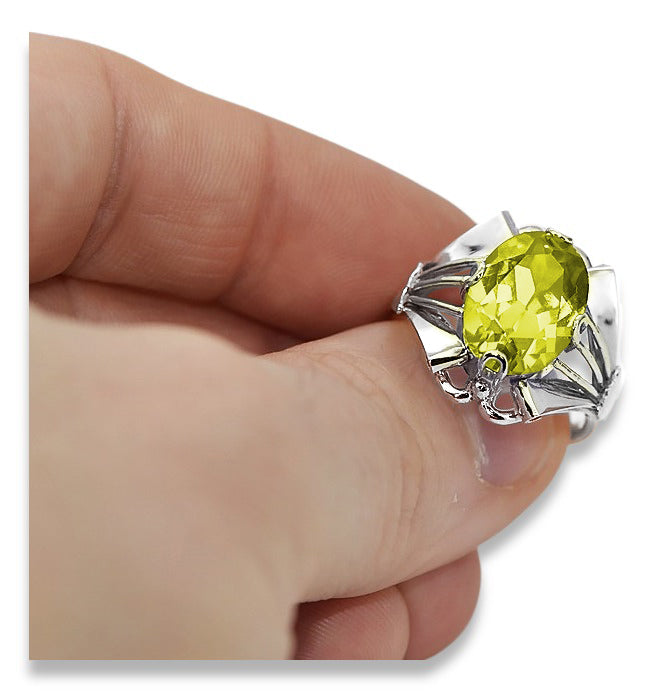 Vintage Yellow Peridot Ring in Sterling Silver (vrc015s-yp) — close-up of the hallmark on the inner band