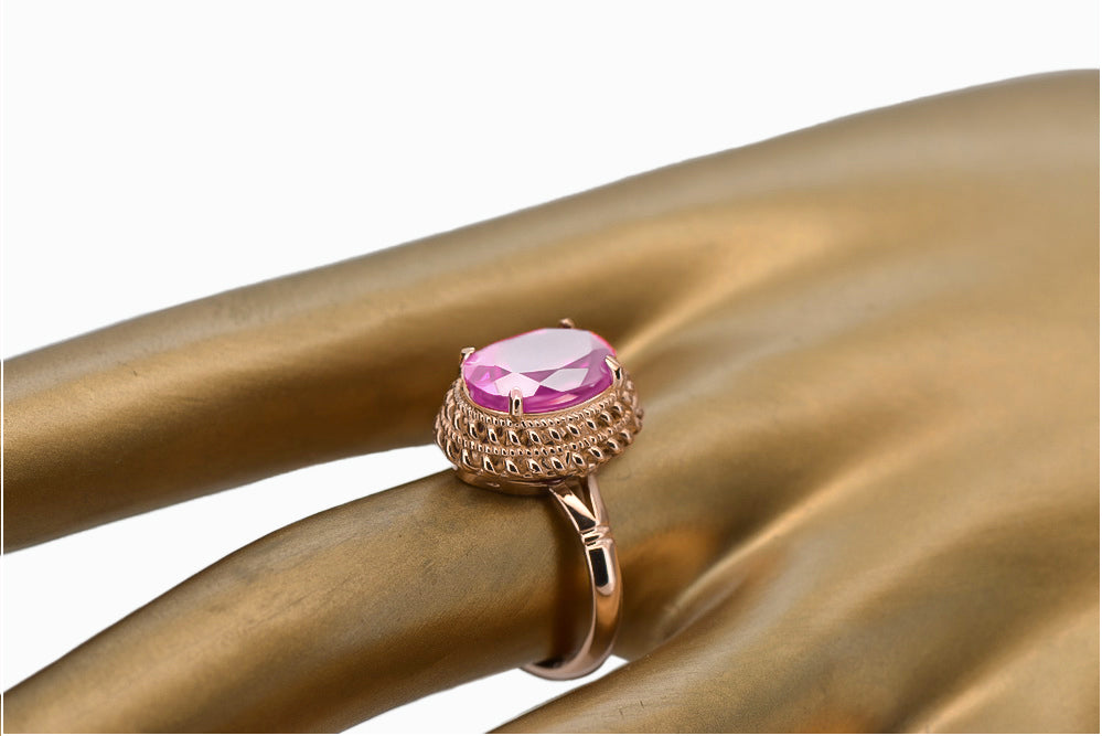 Vintage Amethyst Ring in 14K Rose Gold (vrc068r-am) — full view of the piece