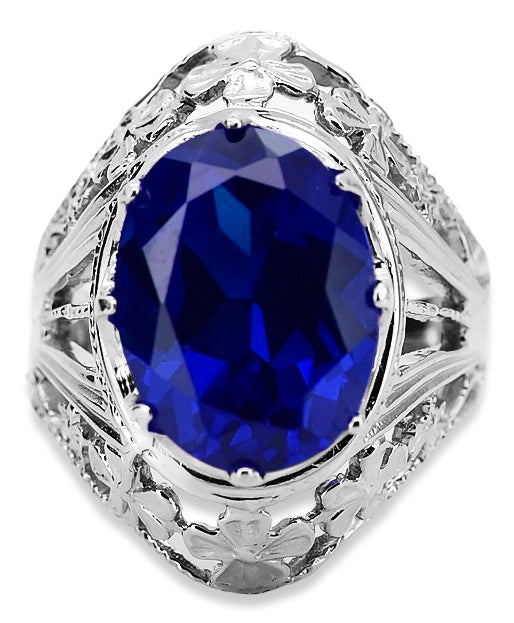 Vintage Sapphire Ring in Sterling Silver (vrc031s-sp) — close-up of the hallmark on the inner band