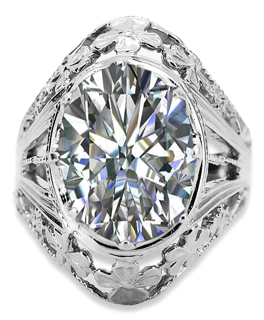 Vintage Zircon Ring in Sterling Silver (vrc031s-zi) — worn on the hand, showing profile