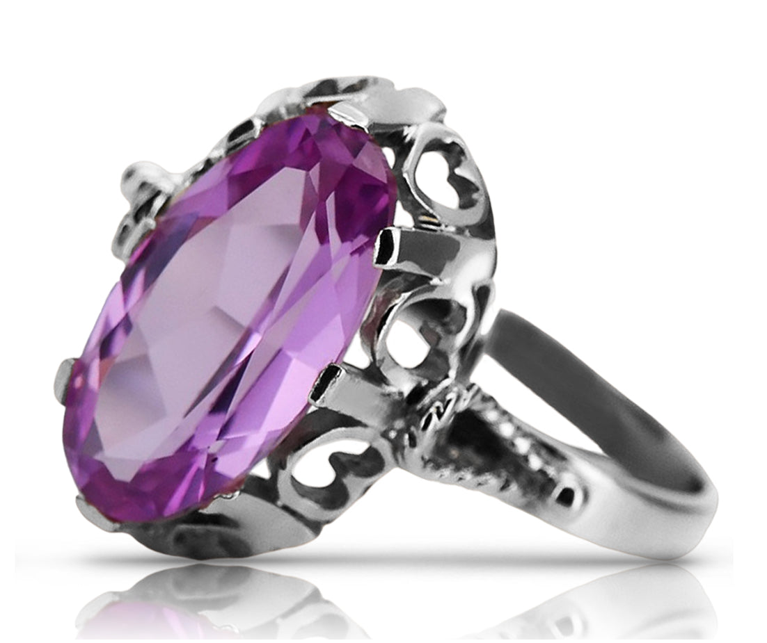 Vintage Amethyst Ring in Sterling Silver (vrc134s-am) — full view of the piece