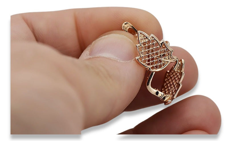 Vintage Leaf Earrings in 14K Rose Gold (ven003)