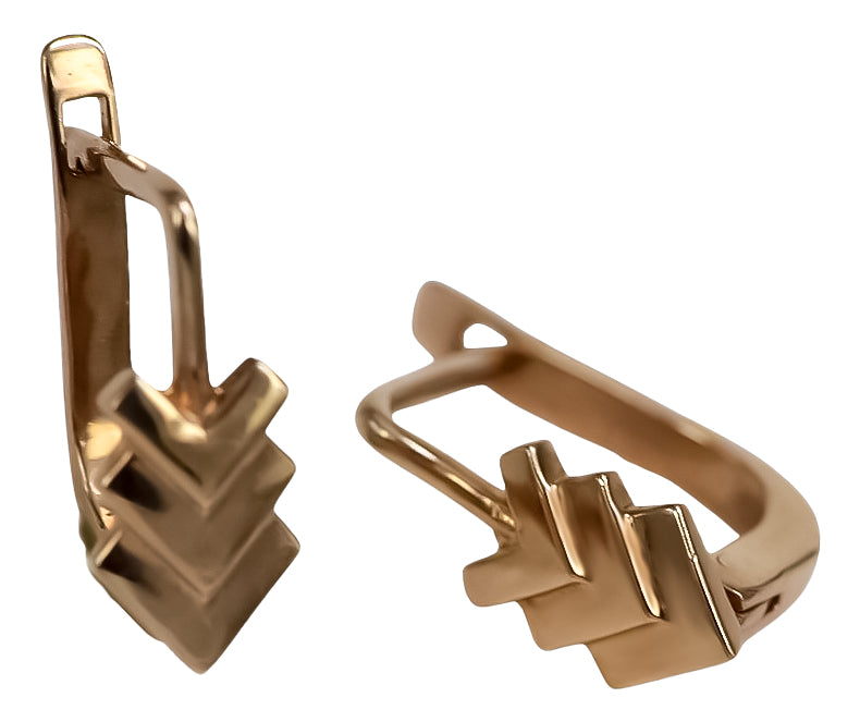 Vintage Leaf Earrings in 14K Rose Gold (ven100) — view 3