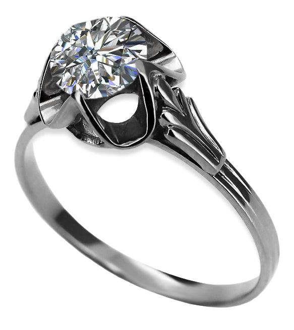 Vintage Zircon Ring in Sterling Silver (vrc023s-zi) — worn on the neckline, showing the drape