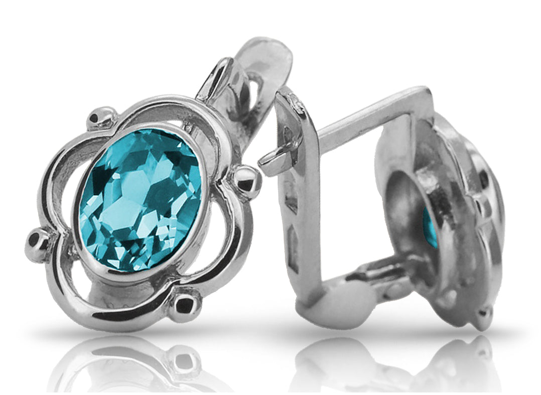 Vintage Aquamarine Earrings in Sterling Silver (vec033s-aq)