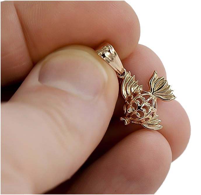 Vintage Fish Pendant in Rose Gold-Plated Sterling Silver (vpn021rp) — close-up of the hallmark on the inner band