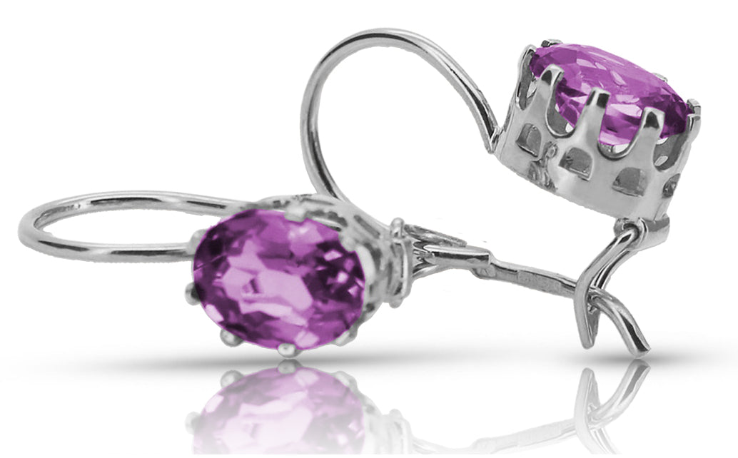 Vintage Amethyst Earrings in Sterling Silver (vec196s-am)